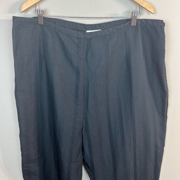Anna‎ Maxwell Pants 3X Black Linen Cotton Lightweight Cropped Capri Straight - Picture 2 of 11